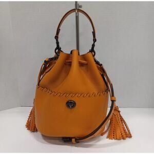 Coach New York Lora Fringe Bucket Bag Whipstich Autumn Fall pollen pewter